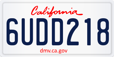 CA license plate 6UDD218