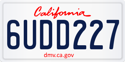 CA license plate 6UDD227