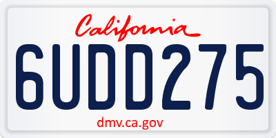 CA license plate 6UDD275