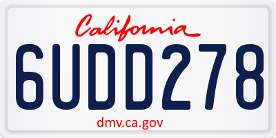 CA license plate 6UDD278