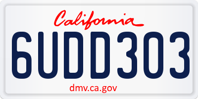 CA license plate 6UDD303