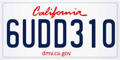 CA license plate 6UDD310