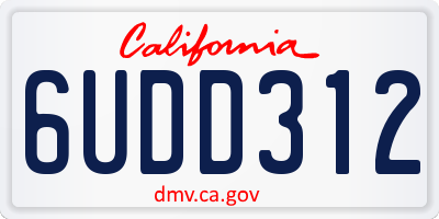 CA license plate 6UDD312