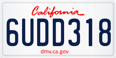 CA license plate 6UDD318