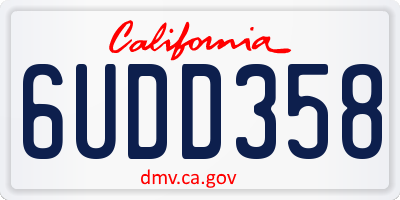 CA license plate 6UDD358