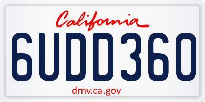 CA license plate 6UDD360