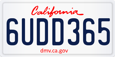 CA license plate 6UDD365