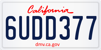 CA license plate 6UDD377