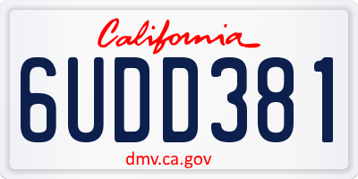 CA license plate 6UDD381