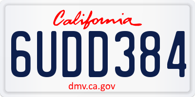 CA license plate 6UDD384