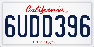 CA license plate 6UDD396