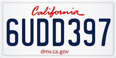 CA license plate 6UDD397