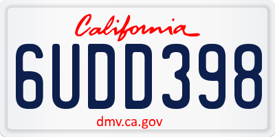 CA license plate 6UDD398