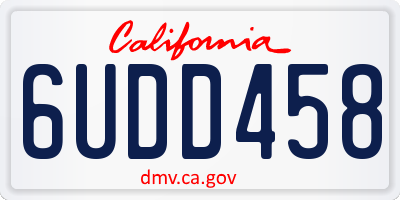 CA license plate 6UDD458