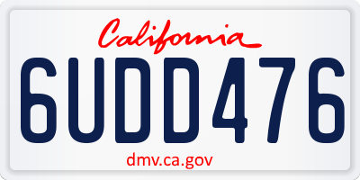 CA license plate 6UDD476