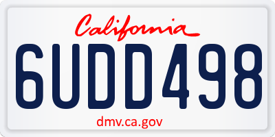 CA license plate 6UDD498