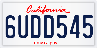 CA license plate 6UDD545