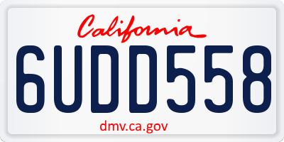 CA license plate 6UDD558