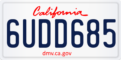 CA license plate 6UDD685