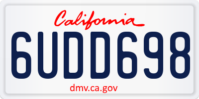 CA license plate 6UDD698