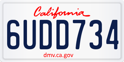 CA license plate 6UDD734