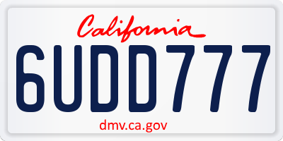 CA license plate 6UDD777