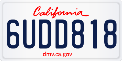 CA license plate 6UDD818