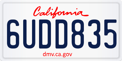 CA license plate 6UDD835