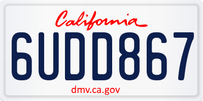CA license plate 6UDD867