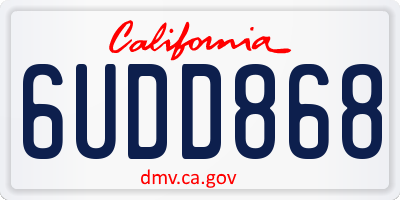 CA license plate 6UDD868