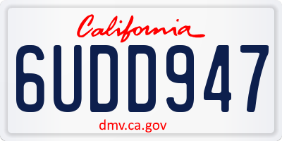 CA license plate 6UDD947