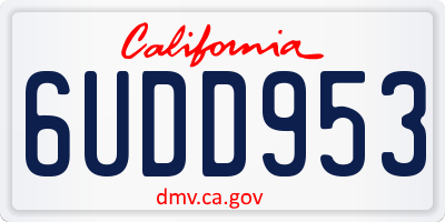 CA license plate 6UDD953