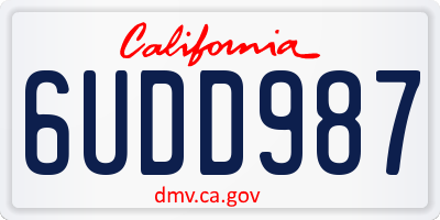 CA license plate 6UDD987