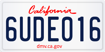 CA license plate 6UDE016