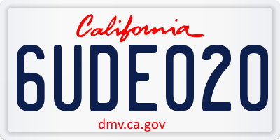 CA license plate 6UDE020