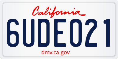 CA license plate 6UDE021