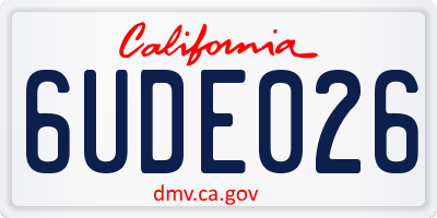 CA license plate 6UDE026