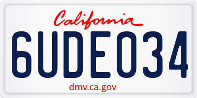CA license plate 6UDE034