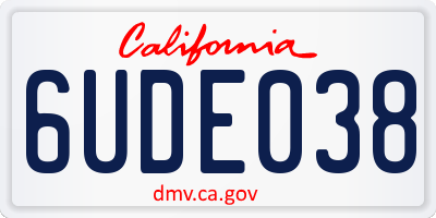 CA license plate 6UDE038