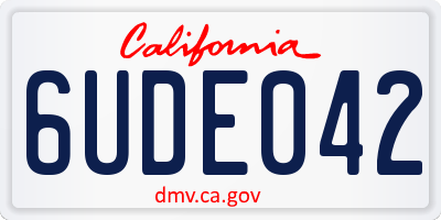 CA license plate 6UDE042