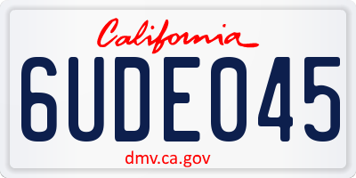 CA license plate 6UDE045