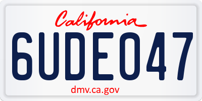 CA license plate 6UDE047