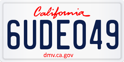 CA license plate 6UDE049
