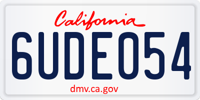CA license plate 6UDE054