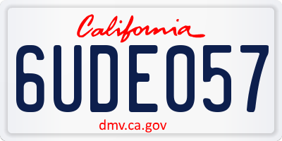CA license plate 6UDE057