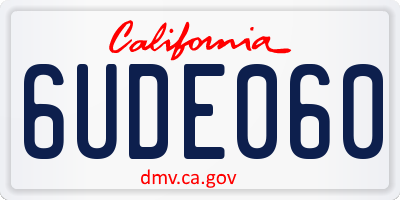 CA license plate 6UDE060