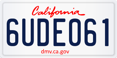CA license plate 6UDE061