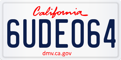 CA license plate 6UDE064