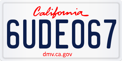 CA license plate 6UDE067