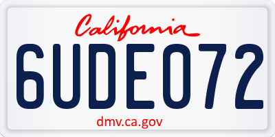 CA license plate 6UDE072